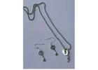 NWOT Handmade Silver Plated Heart And Key Necklace And Earrings Set